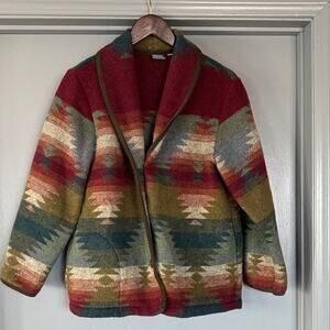 IVY Southwest Blanket Wool Blend Jacket Womens Size S Pockets Aztec Western